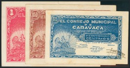 CARAVACA (MURCIA). 25 Céntimos, 50 Céntimos y 1 Peseta. 27 de Julio de 1937. (González: 1609/11). EBC-.