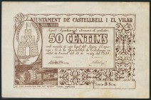 CASTELLBELL Y EL VILAR (BARCELONA). 50 Céntimos. 22 de Mayo de 1937. Serie B. EBC.