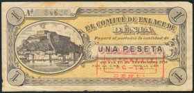 DENIA (ALICANTE). 1 Peseta. 26 de Septiembre de 1936. (González: 2212). BC.
