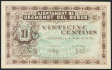 GRAMANET DEL BESOS (BARCELONA). 25 Céntimos. 30 de Julio de 1937. EBC.