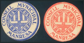 MANRESA (BARCELONA). 10 Céntimos y 15 Céntimos. (1937ca). Ambos serie B. EBC.