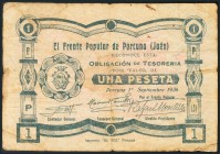 PORCUNA (JAEN). 1 Peseta y 2 Pesetas. 1 de Septiembre de 1936. (González: 4243, 4244). Inusual. BC-.