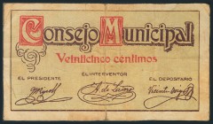 PUEBLA LARGA (VALENCIA). 25 Céntimos. (1937ca). (González: 4359). Inusual. RC.