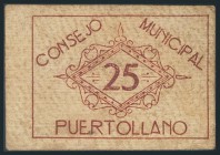 PUERTOLLANO (CIUDAD REAL). 25 Céntimos. 1 de Septiembre de 1937. (González: 4400). Inusual.