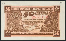 ROSES (BARCELONA). 50 Céntimos. 20 de Mayo de 1937. Serie C. EBC.