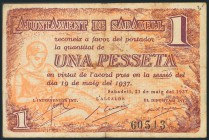 SABADELL (BARCELONA). 1 Peseta. 19 de Mayo de 1937. BC.