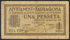 TARRAGONA. 1 Peseta. 18 de Mayo de 1937. Serie A. BC.