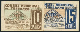 TERRASSA (BARCELONA). 10 Céntimos y 15 Céntimos. Noviembre de 1937. EBC-.
