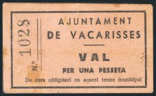 VACARISSES (BARCELONA). 1 Peseta. (1937ca). BC.