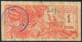 VILALLER (LERIDA). 1 Peseta. 1937. Raro. RC.