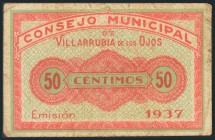 VILARRUBIA DE LOS OJOS (CIUDAD REAL). 50 Céntimos. 1937. (González: 5740). Raro. BC.
