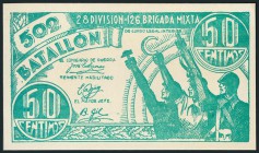BILLETE MILITAR-502 BATALLON. 25 Céntimos y 50 Céntimos. 1937. El 25 cts anverso color azul y reverso en color marrón. (González: 5873 variedad, 5874)...