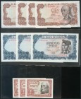 Precioso conjunto de billetes denominados en pesetas y modernos, muchos de ellos correlativos e incluyendo "un Bécquer" sin serie. A EXAMINAR. EBC/SC....