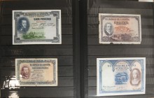Precioso conjunto de billetes emitidos mayoritariamente por el Banco de España, aunque los hay también de la época de la Guerra Civil. A EXAMINAR. MBC...
