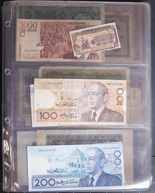 Espectacular conjunto de billetes extranjeros, que se ofrece intacto, incluyendo...