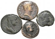 IMPERIO ROMANO. Lote compuesto por 4 bronces de Adriano. As. SALVS AVGVSTA; Dupondio. Fé. COS III; Sestercio. Diana y Sestercio. FORTVNA AVG. Ae. BC+/...