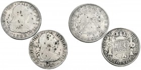 MONARQUIA ESPAÑOLA. Lote compuesto por 2 monedas de 8 Reales de Carlos III, 1772 México FM. Ceca y ensayadores invertidos. Cal-915 y 1787 México FM. C...