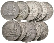 GOBIERNO PROVISIONAL. Lote compuesto por 11 monedas de 5 Pesetas conteniendo: 1870 *18-70. SNM (10); *18-18. SMN. Ar. MBC-/BC-. A EXAMINAR.