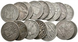 GOBIERNO PROVISIONAL. Lote compuesto por 16 monedas de 2 Pesetas conteniendo: 1869; 1870 *18-73. DEM (4)/*18-74. DEM. (4)/*18-75. DEM. (5)/*__-__ /*__...