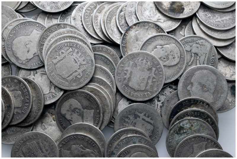 CENTENARIO DE LA PESETA. Lote compuesto por más de 100 monedas de 1 Peseta: Alfo...