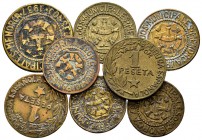 GUERRA CIVIL. Lote compuesto por 8 monedas de Menorca. 2,50 Pesetas 1937; 1 Peseta 1937 (4) y 25 Céntimos 1937 (3). La. BC/MBC+. A EXAMINAR.