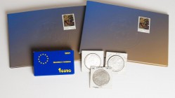ESPAÑA. Lote compuesto por 6 monedas de plata de las emisiones conmemorativas. Conteniendo 1 Euro. 1997. Maurice Farman; 5 Ecu. 1987. Carlos V (3) y M...