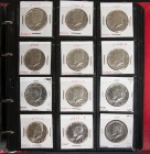 ESTADOS UNIDOS. Colección avanzada compuesta por 103 monedas de 1/2 Dollar, conteniendo desde 1964 hasta 2006 con variedades de metal y cecas D, S y P...