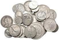 MUNDIAL. Lote compuesto por 36 monedas de plata de diferentes paises: Alemania, Egipto, Estados Unidos, Francia, Gran Bretaña, Marruecos, México, Port...