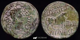 Augustus Bronze As 8,95 g., 27 mm. Celsa (Zaragoza) 2-14 A.D. Good very fine