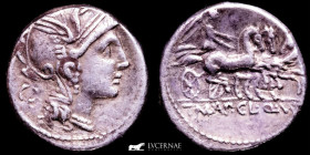 Pulcher, Maloleius, Urbinius Silver Denarius 3,79 g. 16 mm. Rome 111 B.C. gVF