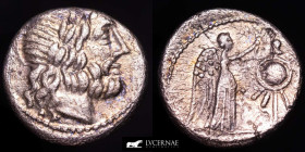 Cn. Cornelius Lentulus Silver quinarius 1,77 g., 14 mm. Rome 88 BC Good very fine