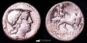 M. Volteius M. f. Silver Fouree denarius 3,58 g. 17 mm. Rome 75 B.C. Very fine