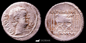 L. Livineius Regulus. Silver Silver denarius 3.63 g. 17 mm. Rome 42 B.C. gVF
