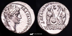 Augustus Silver Denarius 3,69 g. 20 mm. Lugdunum 2 B.C.- 4 A.D. AU (About Uncirculated)