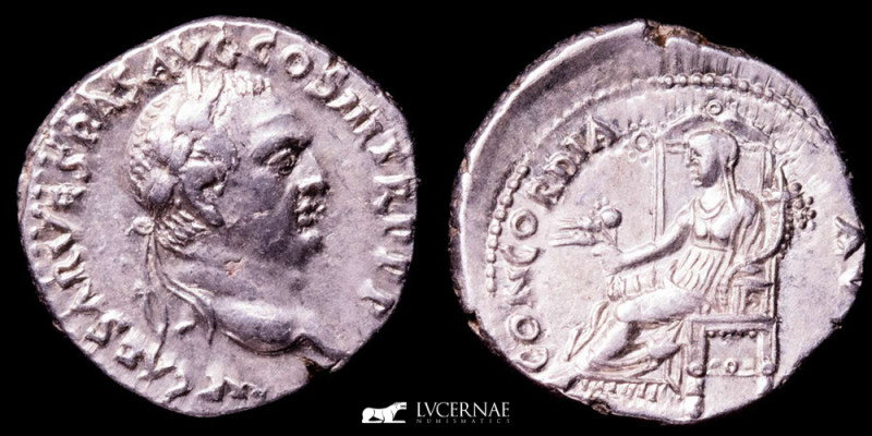 Roman Empire - Vespasian (AD 69 - 79) - Silver denarius (3,42 g. 17 mm.) - From ...