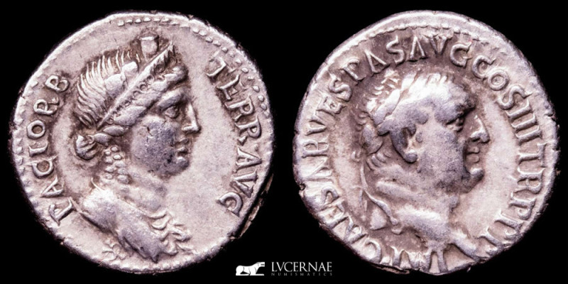 Roman Empire - Vespasian (AD 69 - 79) - Silver denarius (3,66 g. 17 mm.) - From ...