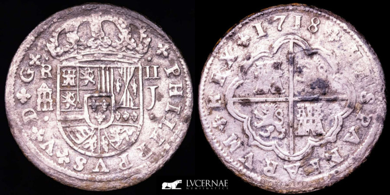 Spain - Felipe V (1700-1746), 2 silver reales (5,10 g. 27 mm.) minted in Segovia...