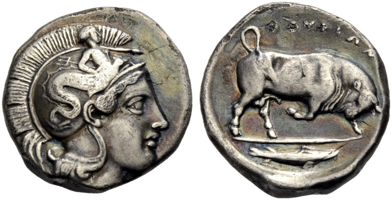 LUKANIEN. THURIOI. 
Didrachmon, ca. 400-330 v. Chr. Kopf der Athena n. r., der ...