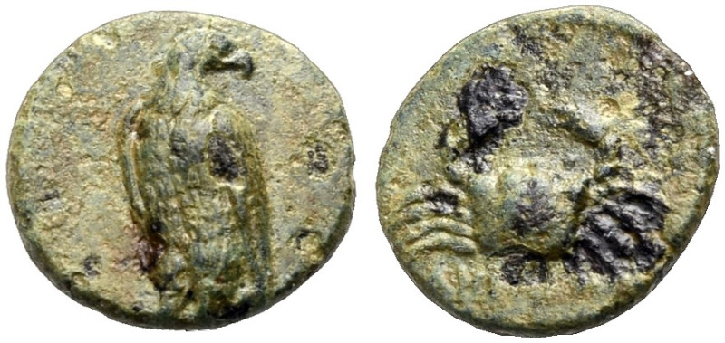 SIZILIEN. AKRAGAS. 
Bronze, 338-317 v. Chr. Adler mit geschlossenen Flügeln n. ...