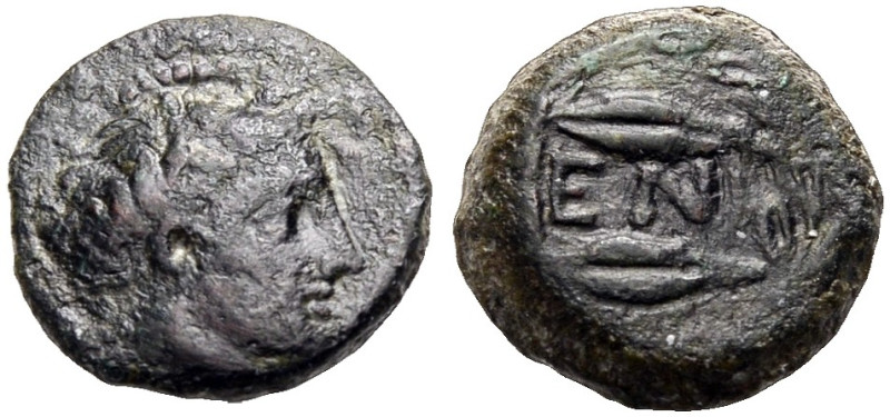 SIZILIEN. ENNA. 
Bronze, 339-335 v. Chr. Kopf der Demeter mit Ährenkranz n. r. ...