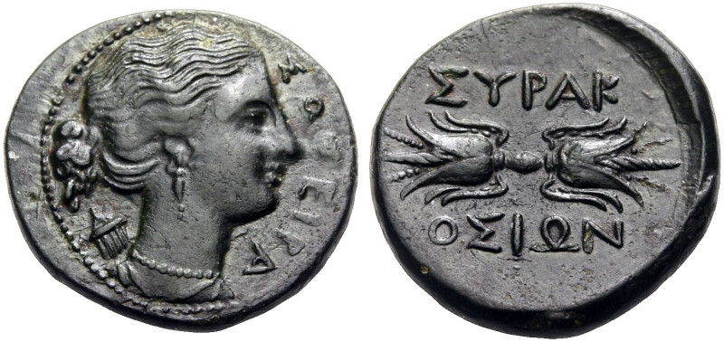 SIZILIEN. SYRAKUS. 4. Demokratie, 289-287 v. Chr. 
Bronze, 295-289 v. Chr. ΣΩΤΕ...