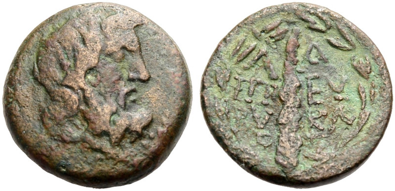 LAKONIEN. LAKEDAIMON (SPARTA). 
Bronze, 31-7 v. Chr. Unter Eurykles. Bärtiger Z...