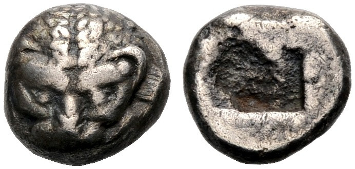 INSELN VOR IONIEN. SAMOS. 
Hekte (1/6 Stater), Silber, ca. 530-526 v. Chr. Löwe...