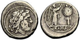 RÖMISCHE REPUBLIK. ANONYM, nach 211 v. Chr. 
Victoriat, nach 211 v. Chr. Jupiterkopf mit L. n.r. Rv. ROMA Victoria n.r., Trophäe bekränzend. 2,70 g.,...