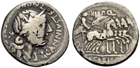 RÖMISCHE REPUBLIK. C. Annius und L. Fabius, 82-81 v. Chr. 
Denar, C. ANNI T. F. T. N. (PROCOS. EX. S.C) Drap. weibl. Büste mit D. n. r., davor Waage;...