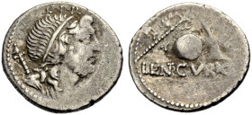 RÖMISCHE REPUBLIK. Cn. Lentulus, 76-75 v. Chr. 
Denar, 76-75 v. Chr. Kopf des Genius populi romani mit Zepter n.r., oben G.P.R. Rv. LENT.CVR.*FL Zept...