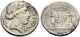 RÖMISCHE REPUBLIK. L. Scribonius Libo, 62 v. Chr. 
Denar. BON EVENT - LIBO Kopf des Bonus Eventus mit D. n. r. Rv. PVTEAL / SCRIBON Das Puteal Scribo...