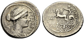 RÖMISCHE REPUBLIK. P. Plautius Hypsaeus, 60 v. Chr. 
Denar. P. YPSAE. S. C Drapierte Büste der Leuconoe n. r., im Feld l. Delphin. Rv. C. YPSAE. COS ...