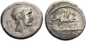 RÖMISCHE REPUBLIK. L. Marcius Philippus, 56 v. Chr. 
Denar. ANCVS Kopf des Ancus Marcius mit breiter Binde n. r., im Feld l. Lituus. Rv. PHILIPPVS Re...