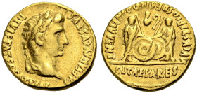 KAISERZEIT. Augustus, 27 v. Chr. -14 n. Chr. 
Aureus, 2 v. Chr.-4 n. Chr. Lugdunum. Kopf mit L. n. r. Rv. AVGVSTI. F. COS. DESIG. PRINC. IVVENT / C. ...
